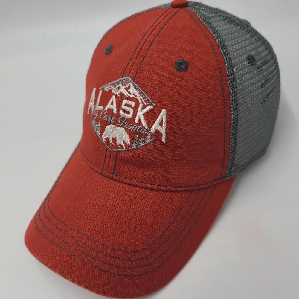 Alaska Hat Snapback (Fits Small) Mesh Prairie Mountain Red Gray Last Frontier